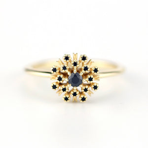 engagement ring black diamonds | halo engagement ring R296BD - NOOI JEWELRY