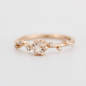 Morganite and diamond engagement ring, simple engagement ring | R256MOR - NOOI JEWELRY