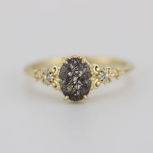 Load image into Gallery viewer, Oval engagement ring black rutile and diamonds | R265RUT - NOOI JEWELRY