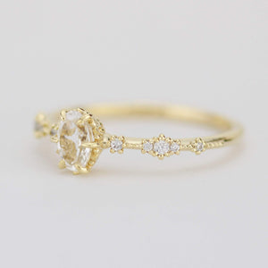 Oval engagement ring, white topaz Lace diamond engagement ring, dainty engagement ring | R322WT - NOOI JEWELRY