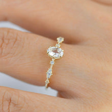 Load image into Gallery viewer, Oval engagement ring, white topaz Lace diamond engagement ring, dainty engagement ring | R322WT - NOOI JEWELRY