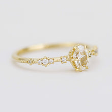Load image into Gallery viewer, Oval engagement ring, white topaz Lace diamond engagement ring, dainty engagement ring | R322WT - NOOI JEWELRY
