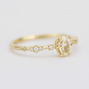 Oval engagement ring, white topaz Lace diamond engagement ring, dainty engagement ring | R322WT - NOOI JEWELRY