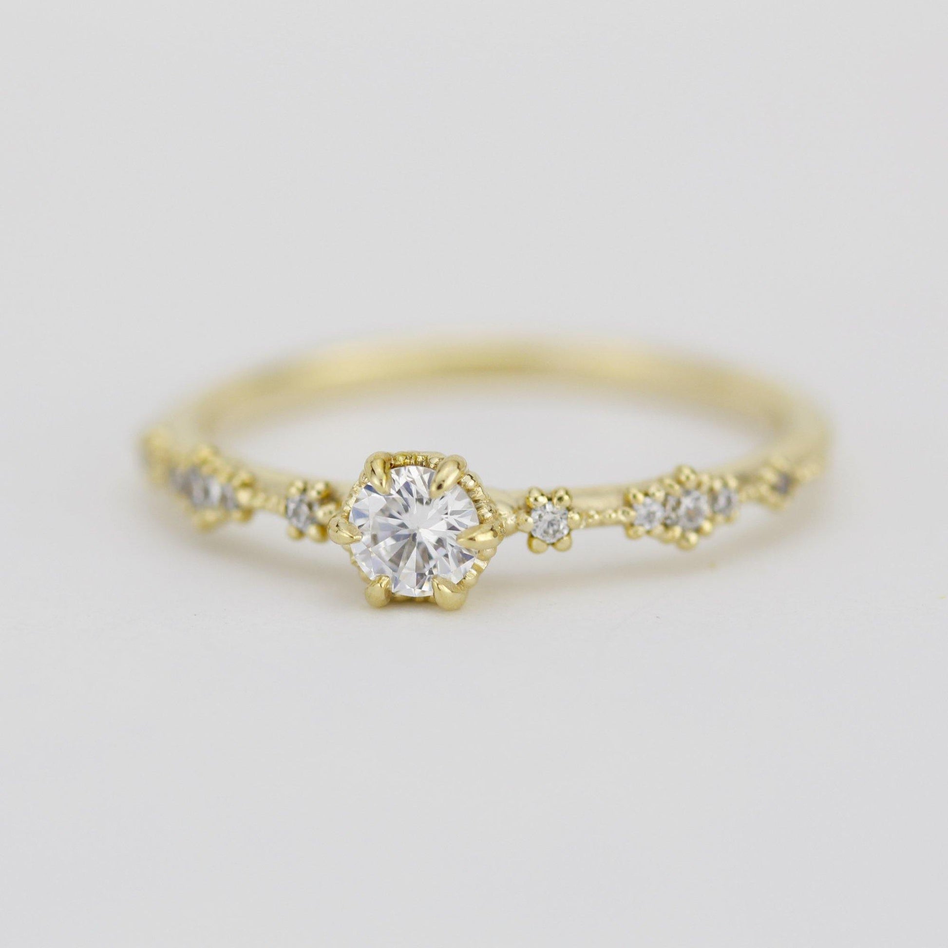 Simple diamond engagement ring, Lace diamond engagement ring | R323WD - NOOI JEWELRY