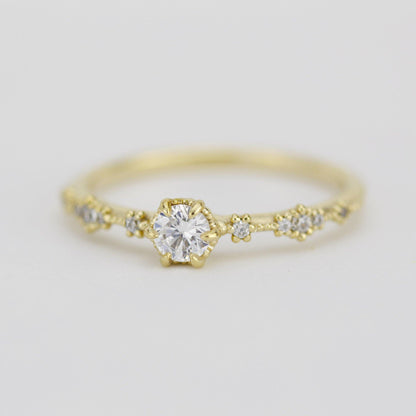 Simple diamond engagement ring, Lace diamond engagement ring | R323WD - NOOI JEWELRY