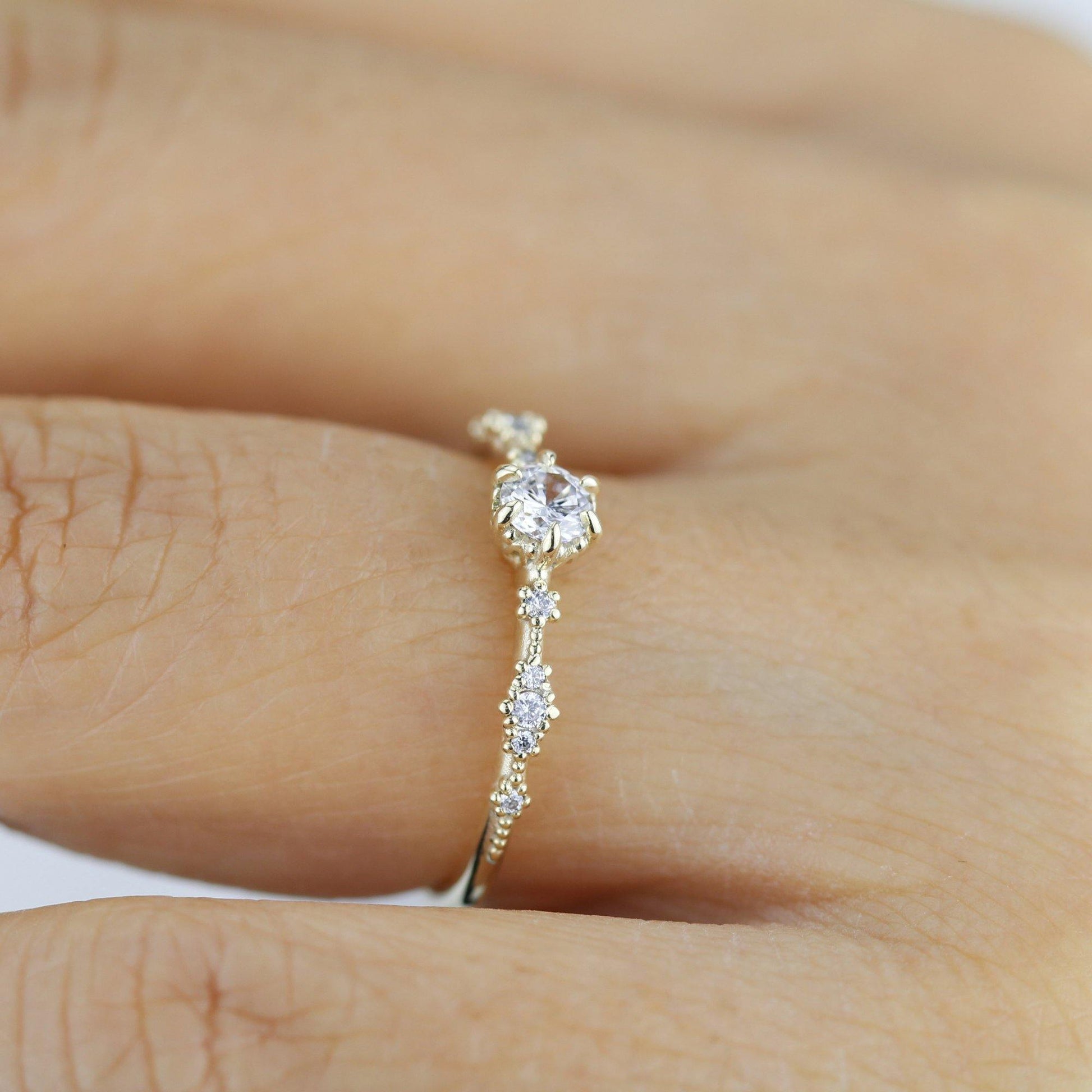 Simple diamond engagement ring, Lace diamond engagement ring | R323WD - NOOI JEWELRY