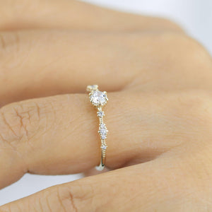 Simple diamond engagement ring, Lace diamond engagement ring | R323WD - NOOI JEWELRY