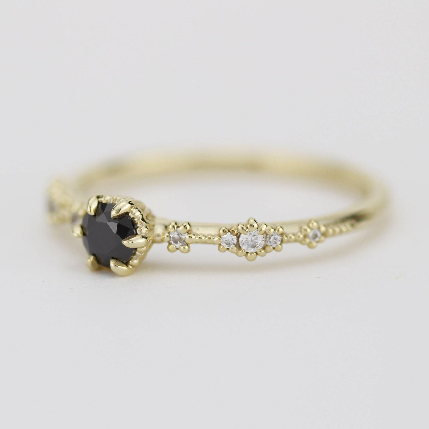 Black diamond engagement ring, lace diamond engagement ring, R323BD - NOOI JEWELRY