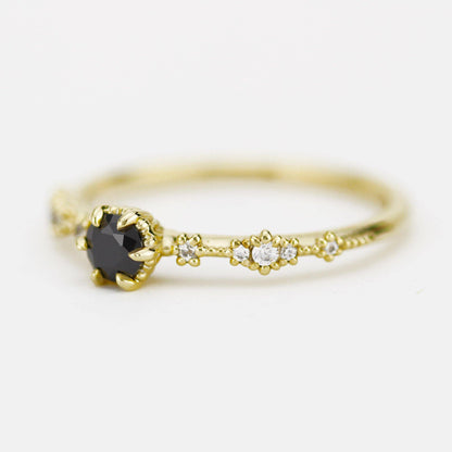 Black diamond engagement ring, lace diamond engagement ring, R323BD - NOOI JEWELRY