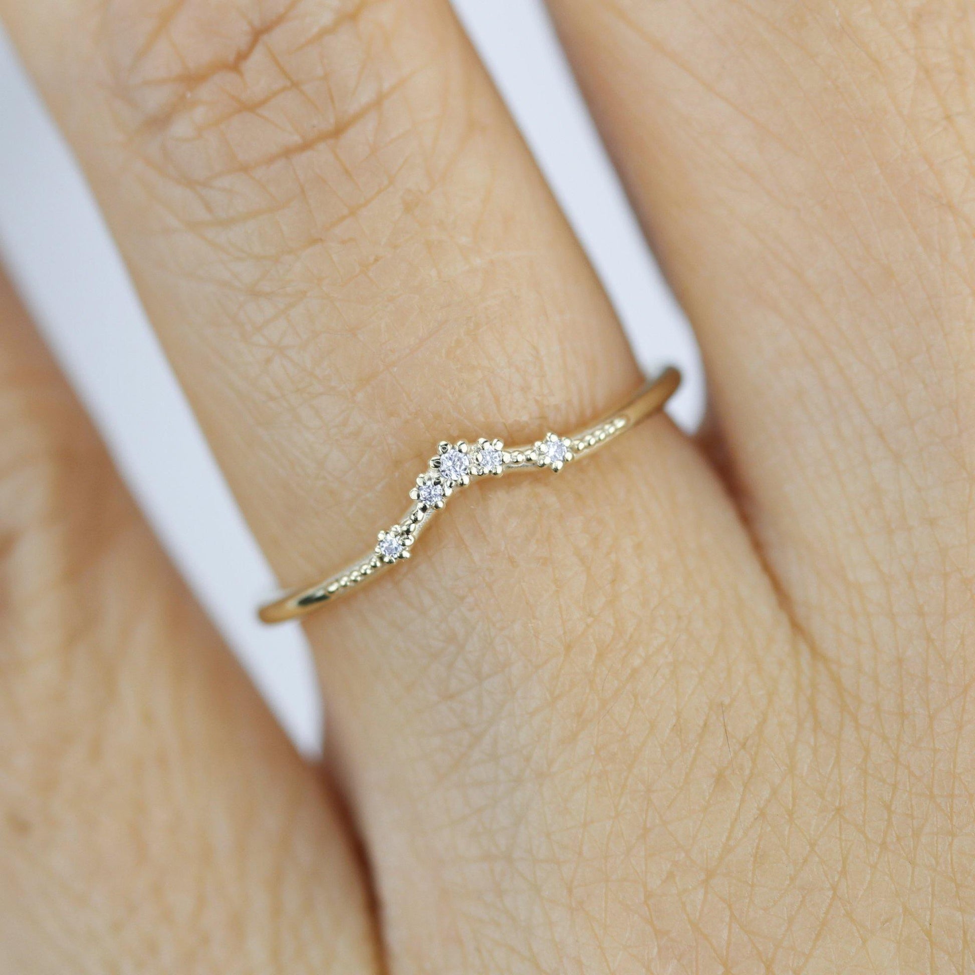 Diamond wedding band for women, alternative wedding band | R324WD - NOOI JEWELRY