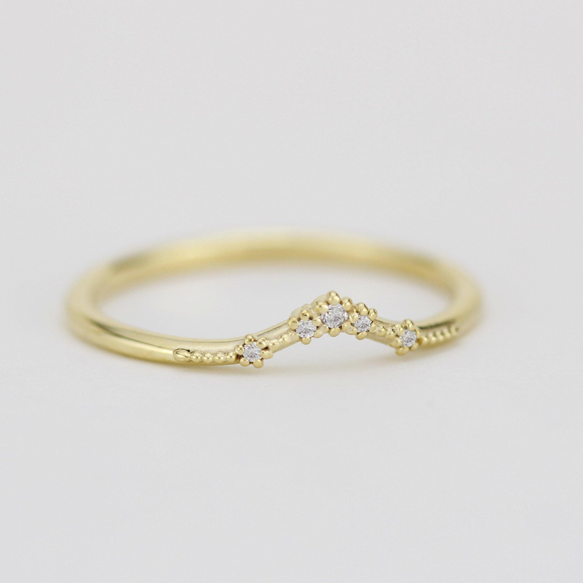 Diamond wedding band for women, alternative wedding band | R324WD - NOOI JEWELRY