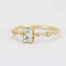 Load image into Gallery viewer, 6x4 Emerald cut aquamarine and diamond engagement ring |  R326AQ - NOOI JEWELRY