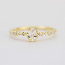Load image into Gallery viewer, Oval engagement ring, white topaz Lace diamond engagement ring, dainty engagement ring | R322WT - NOOI JEWELRY
