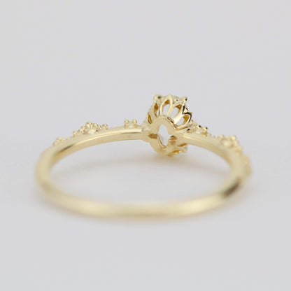Oval engagement ring, white topaz Lace diamond engagement ring, dainty engagement ring | R322WT - NOOI JEWELRY