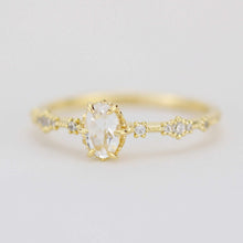 Load image into Gallery viewer, Oval engagement ring, white topaz Lace diamond engagement ring, dainty engagement ring | R322WT - NOOI JEWELRY