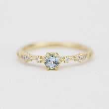 Load image into Gallery viewer, Simple aquamarine and diamond engagement ring, Lace diamond engagement ring | R323AQ - NOOI JEWELRY