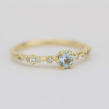 Load image into Gallery viewer, Simple aquamarine and diamond engagement ring, Lace diamond engagement ring | R323AQ - NOOI JEWELRY
