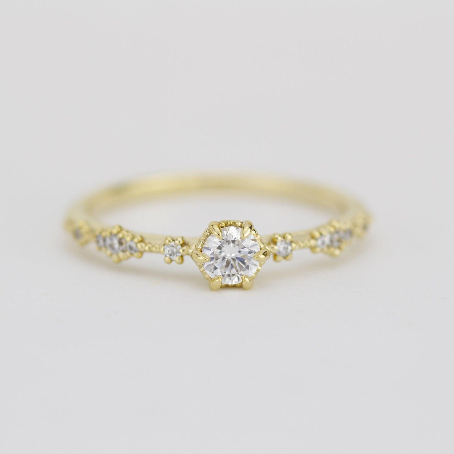 Simple diamond engagement ring, Lace diamond engagement ring | R323WD - NOOI JEWELRY