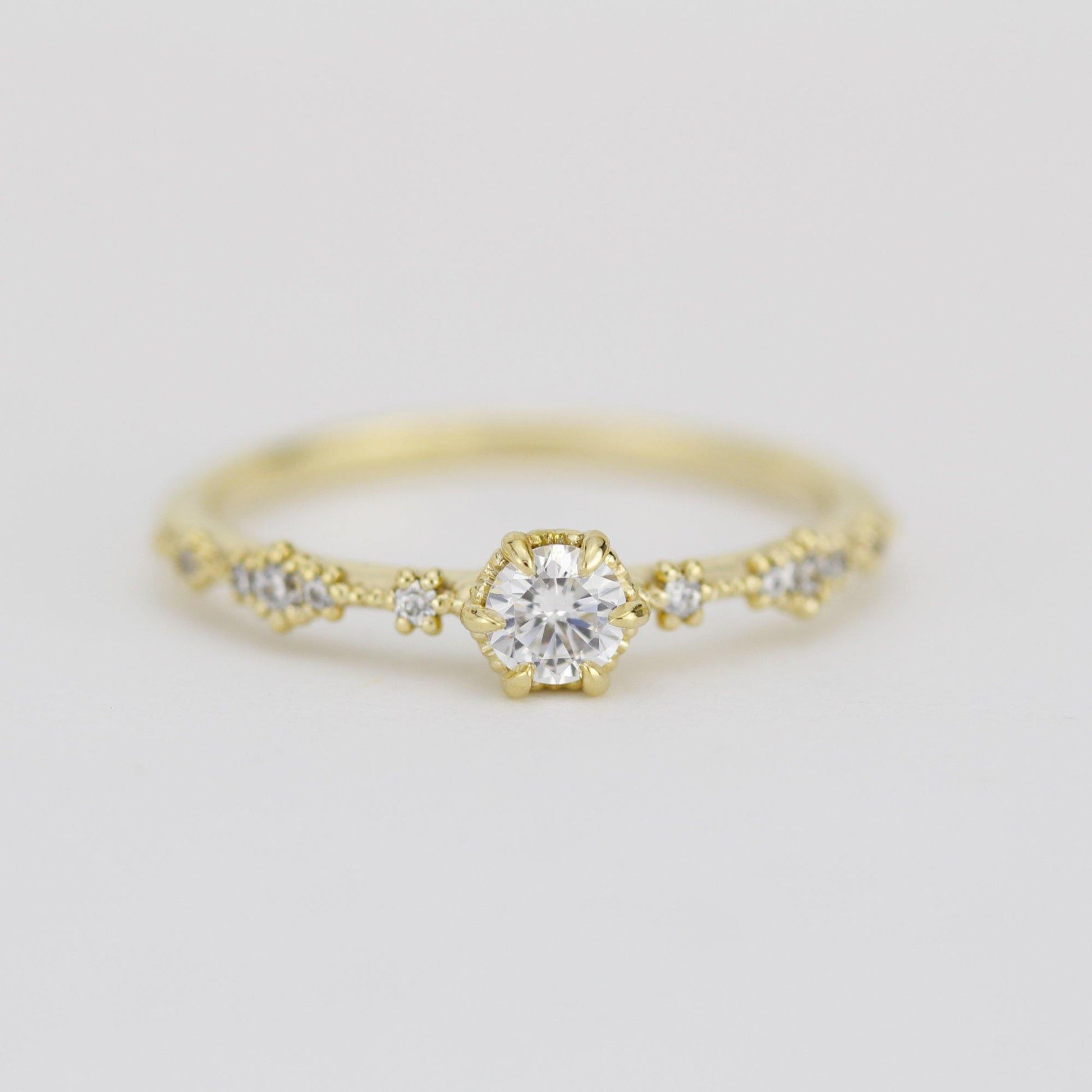 Simple diamond engagement ring, Lace diamond engagement ring | R323WD - NOOI JEWELRY