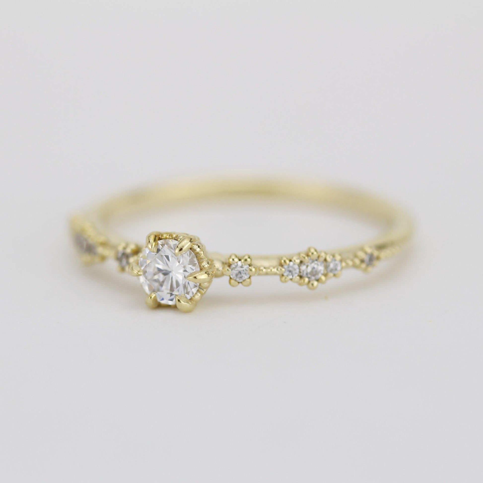 Simple diamond engagement ring, Lace diamond engagement ring | R323WD - NOOI JEWELRY