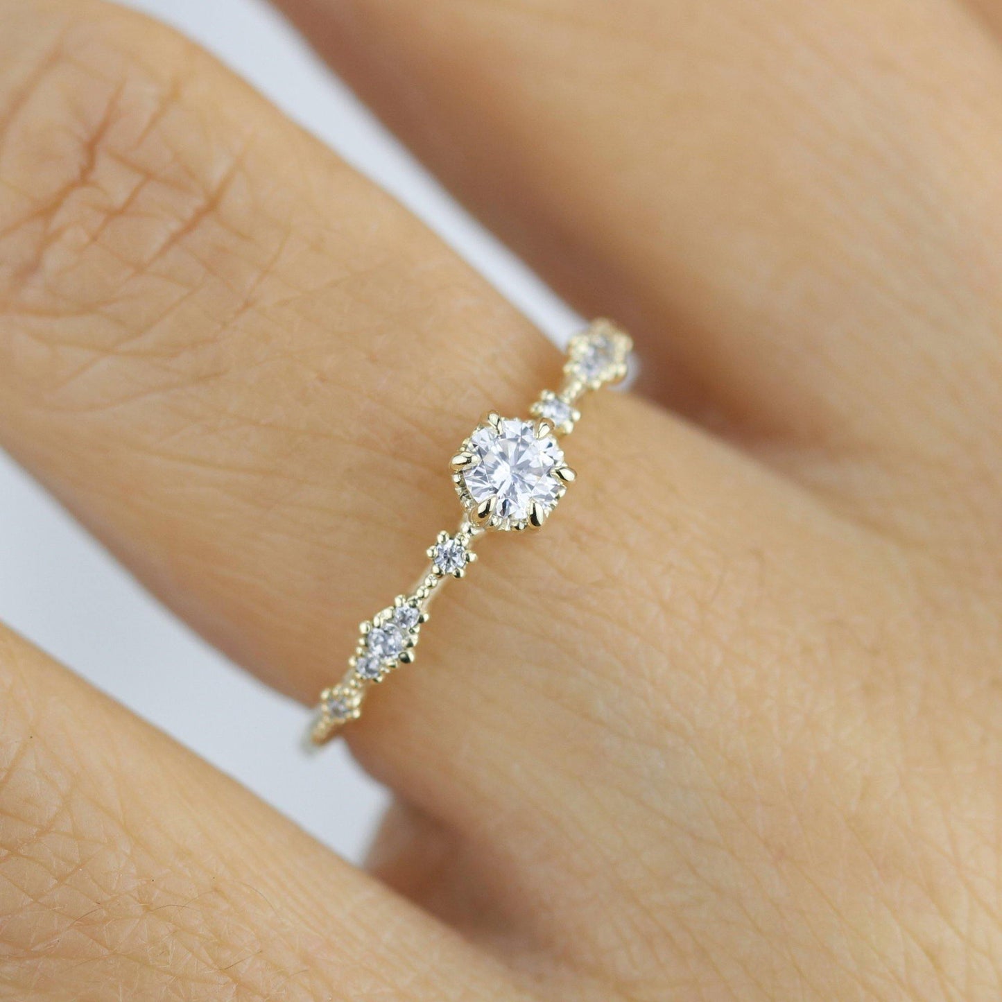 Simple diamond engagement ring, Lace diamond engagement ring | R323WD - NOOI JEWELRY