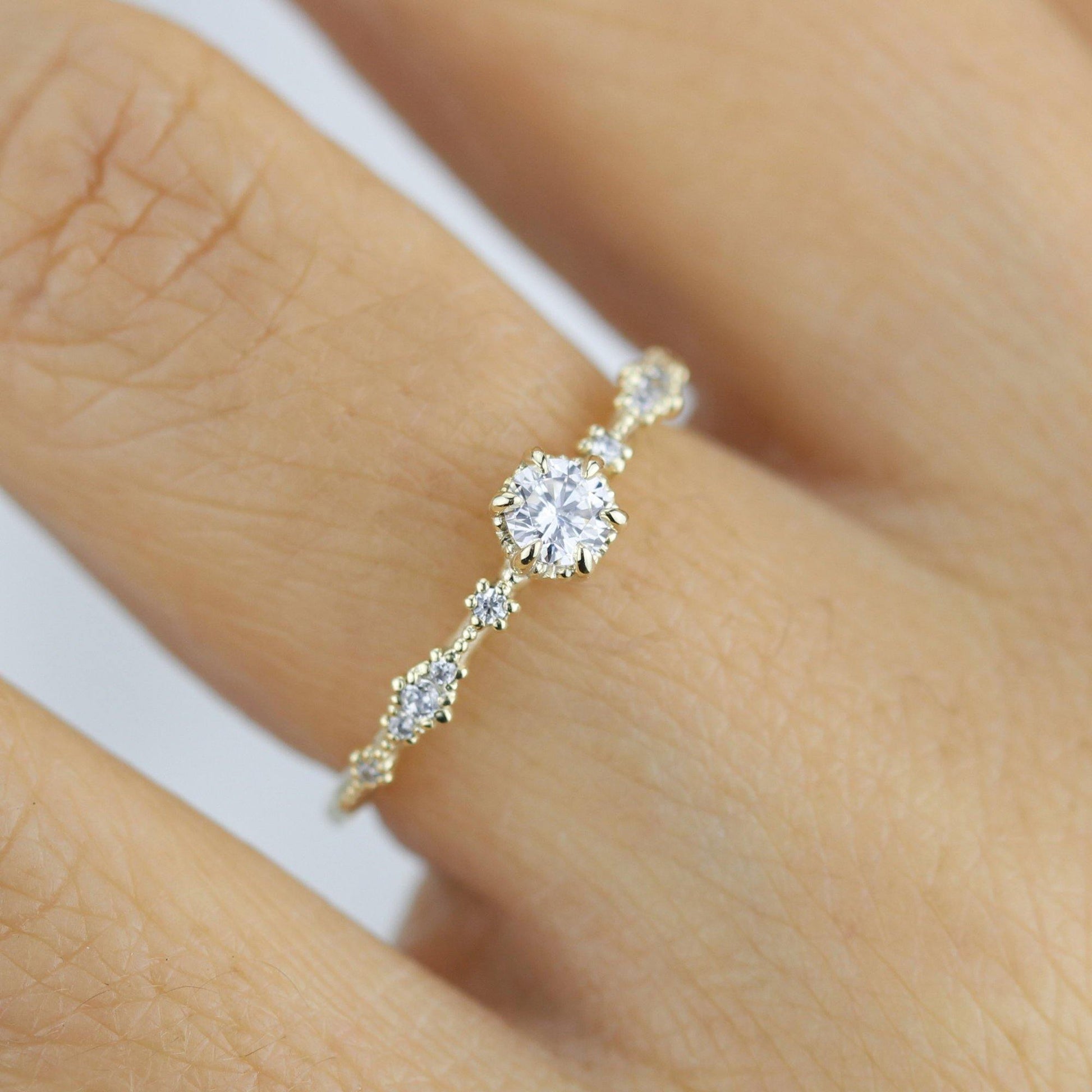 Simple diamond engagement ring, Lace diamond engagement ring | R323WD - NOOI JEWELRY