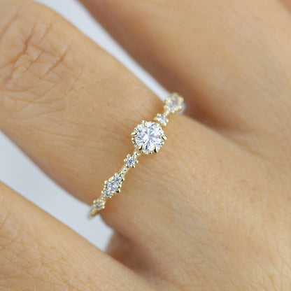 Simple diamond engagement ring, Lace diamond engagement ring | R323WD - NOOI JEWELRY
