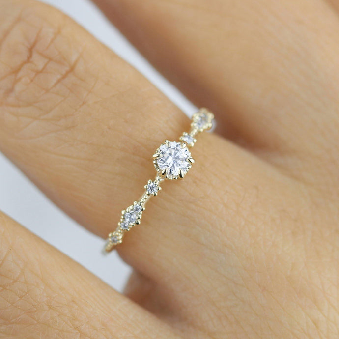 Simple diamond engagement ring, Lace diamond engagement ring | R323WD - NOOI JEWELRY