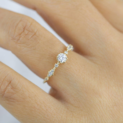 Simple diamond engagement ring, Lace diamond engagement ring | R323WD - NOOI JEWELRY