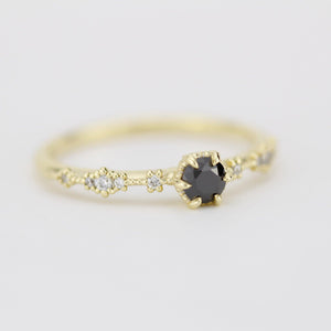 Black diamond engagement ring, lace diamond engagement ring, R323BD - NOOI JEWELRY