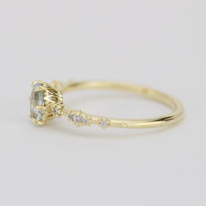 Oval Aquamarine and diamond engagement ring | R322AQ - NOOI JEWELRY