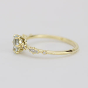Oval Aquamarine and diamond engagement ring | R322AQ - NOOI JEWELRY