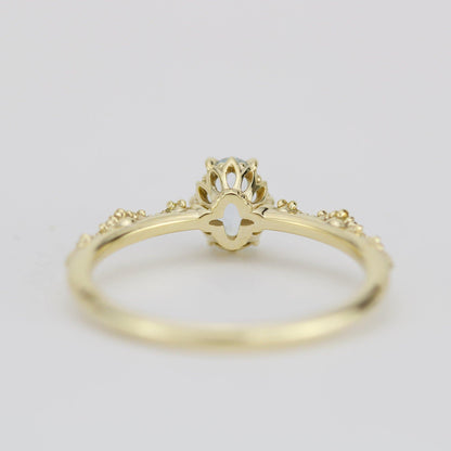 Oval Aquamarine and diamond engagement ring | R322AQ - NOOI JEWELRY