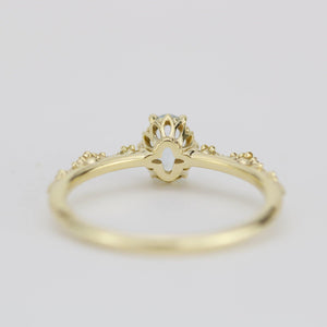 Oval Aquamarine and diamond engagement ring | R322AQ - NOOI JEWELRY
