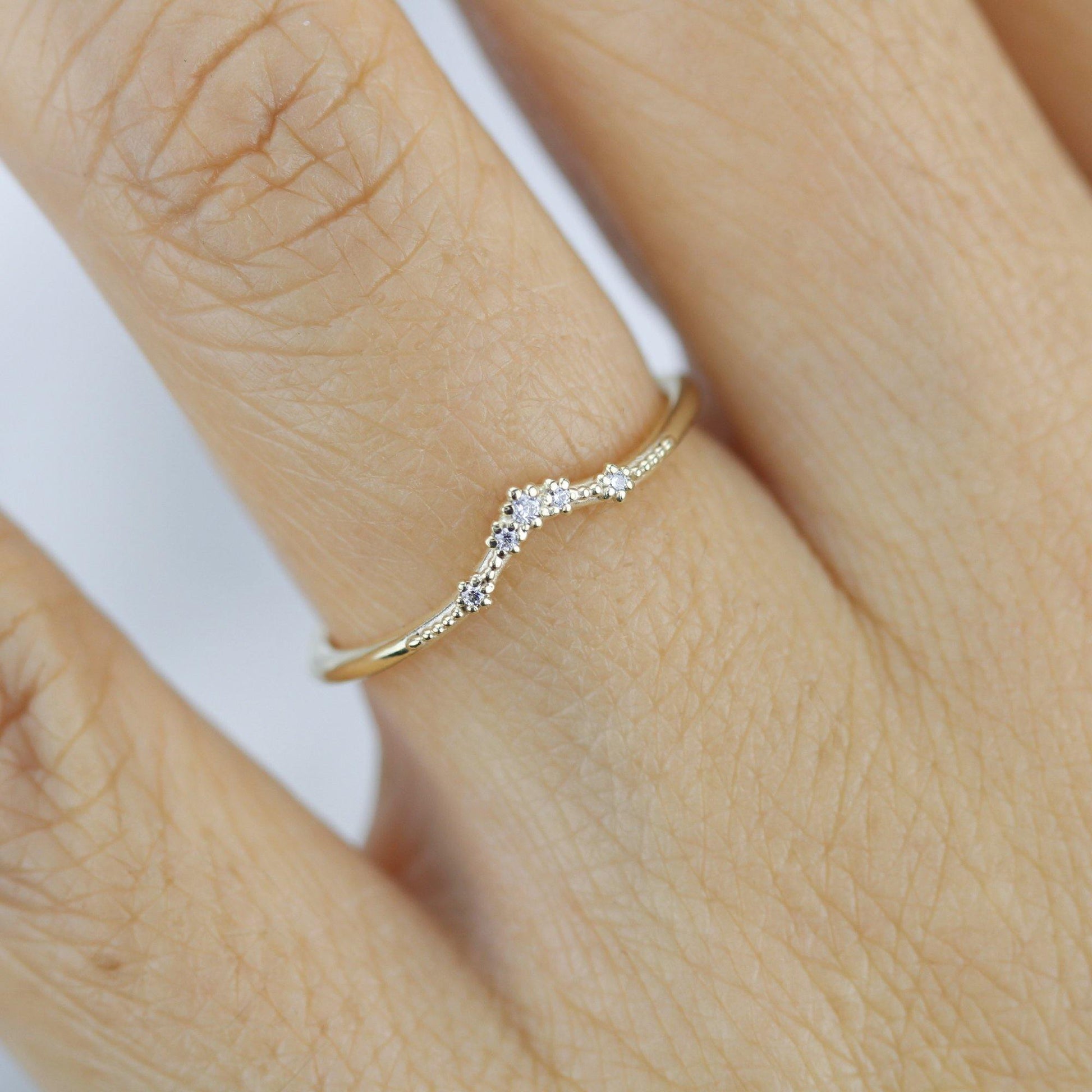 Diamond wedding band for women, alternative wedding band | R324WD - NOOI JEWELRY