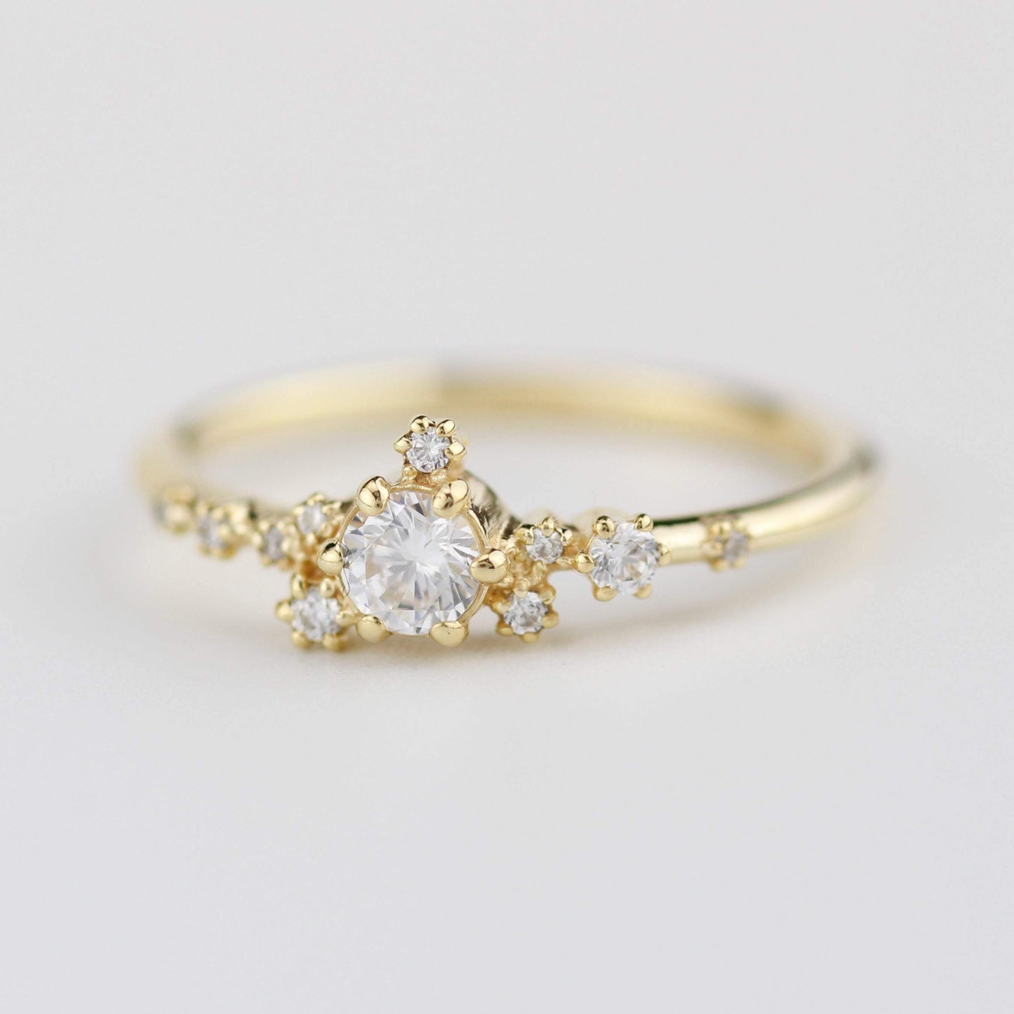 Unique engagement ring, engagement ring white diamond, delicate engagement ring | R328WD - NOOI JEWELRY