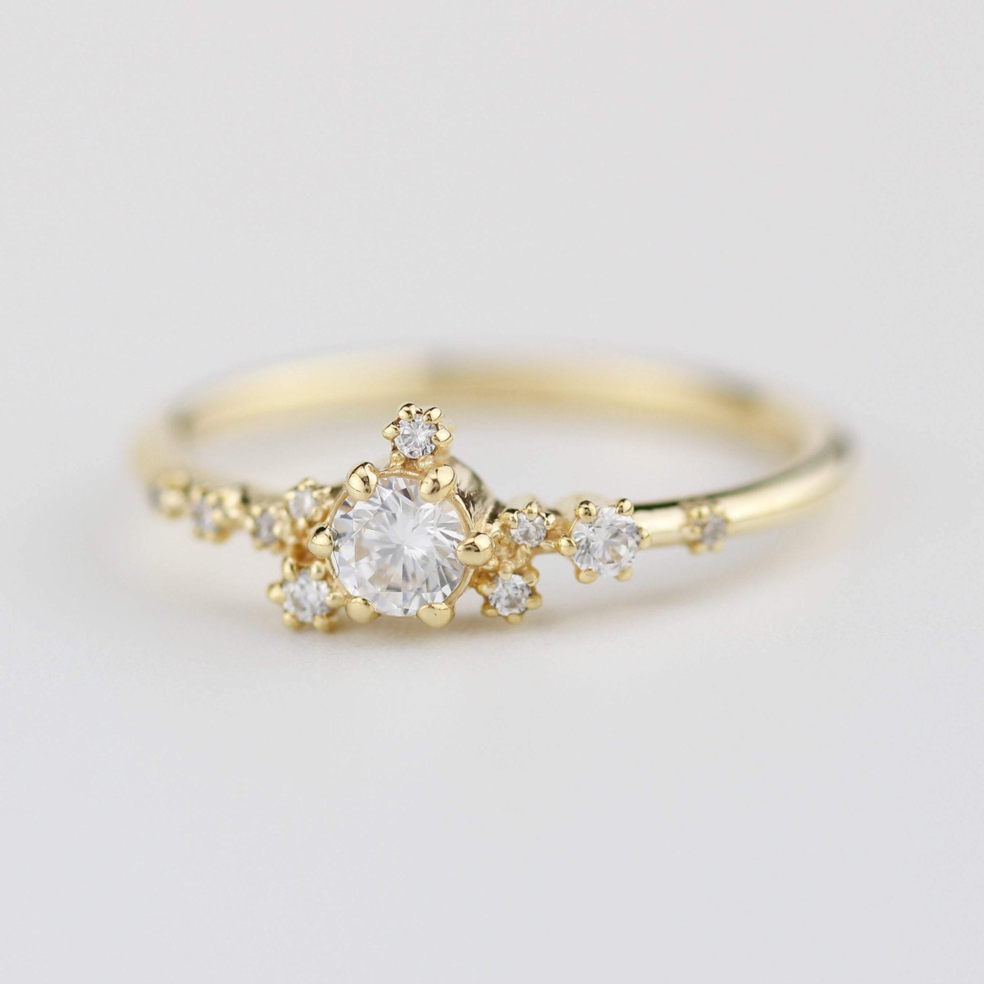 Unique engagement ring, engagement ring white diamond, delicate engagement ring | R328WD - NOOI JEWELRY