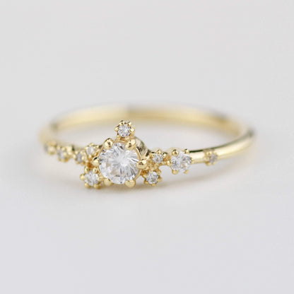 Unique engagement ring, engagement ring white diamond, delicate engagement ring | R328WD - NOOI JEWELRY
