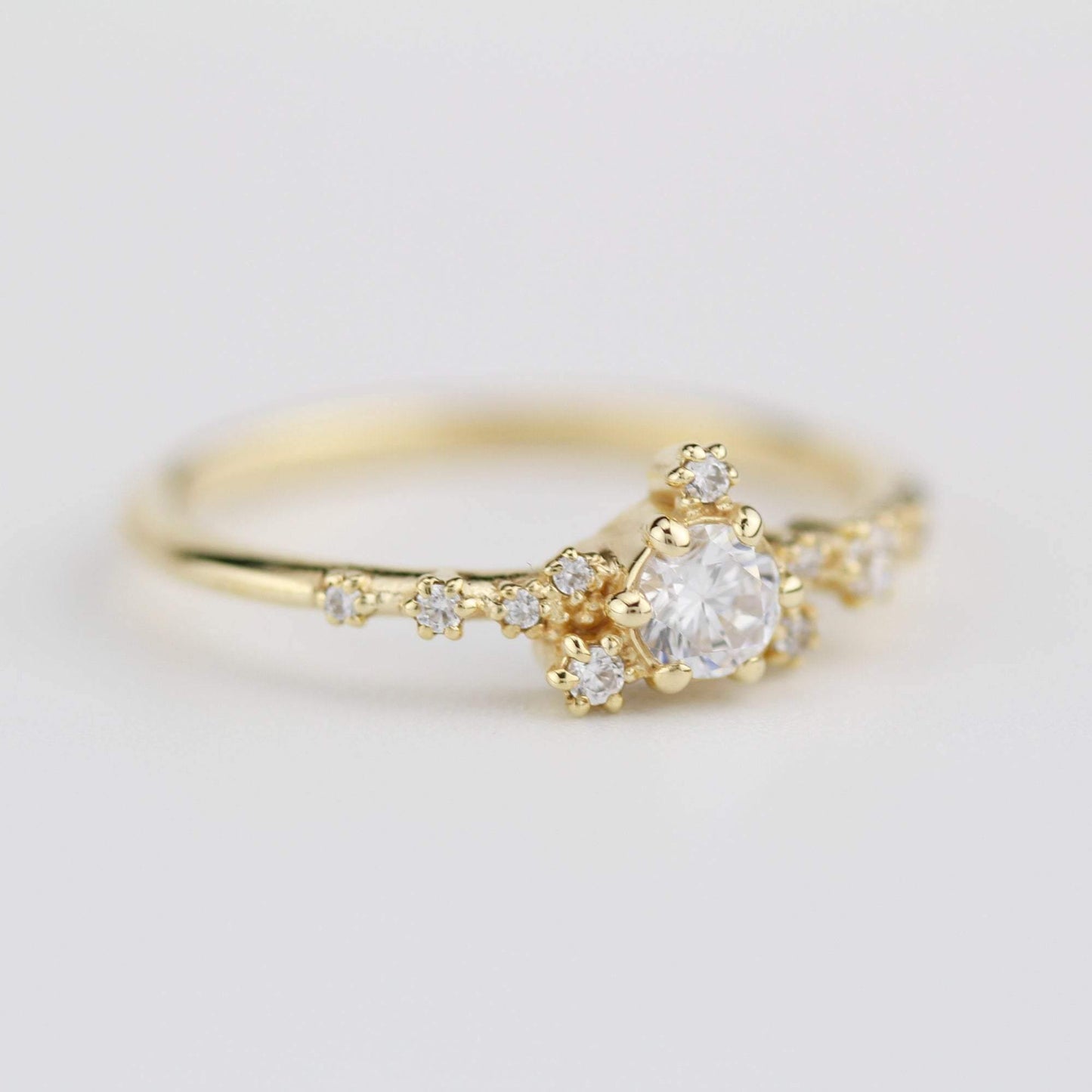 Unique engagement ring, engagement ring white diamond, delicate engagement ring | R328WD - NOOI JEWELRY