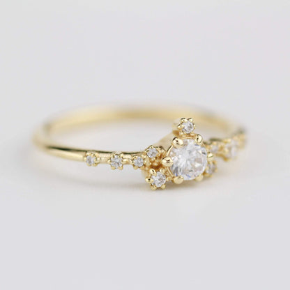 Unique engagement ring, engagement ring white diamond, delicate engagement ring | R328WD - NOOI JEWELRY