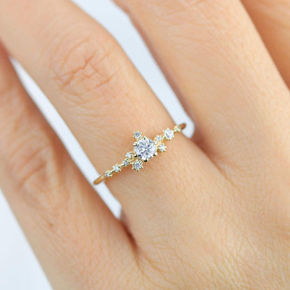 Unique engagement ring, engagement ring white diamond, delicate engagement ring | R328WD - NOOI JEWELRY