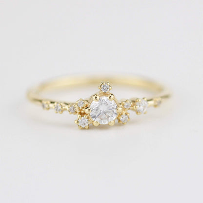 Unique engagement ring, engagement ring white diamond, delicate engagement ring | R328WD - NOOI JEWELRY