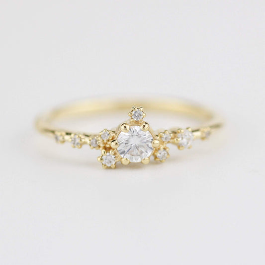 Unique engagement ring, engagement ring white diamond, delicate engagement ring | R328WD - NOOI JEWELRY