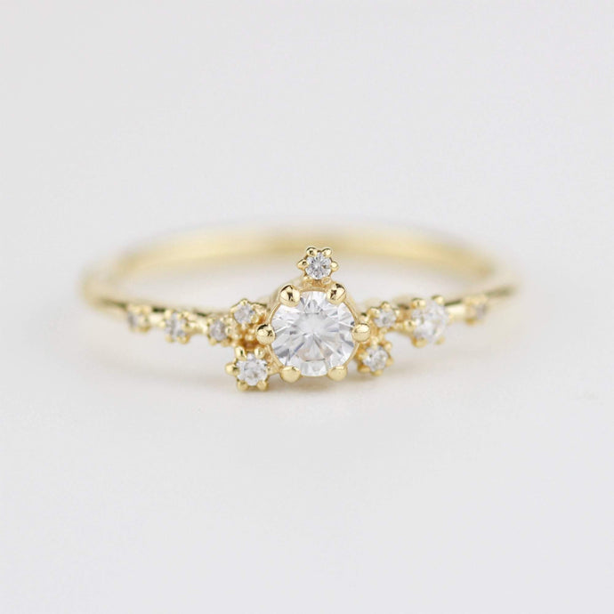 Unique engagement ring, engagement ring white diamond, delicate engagement ring | R328WD - NOOI JEWELRY