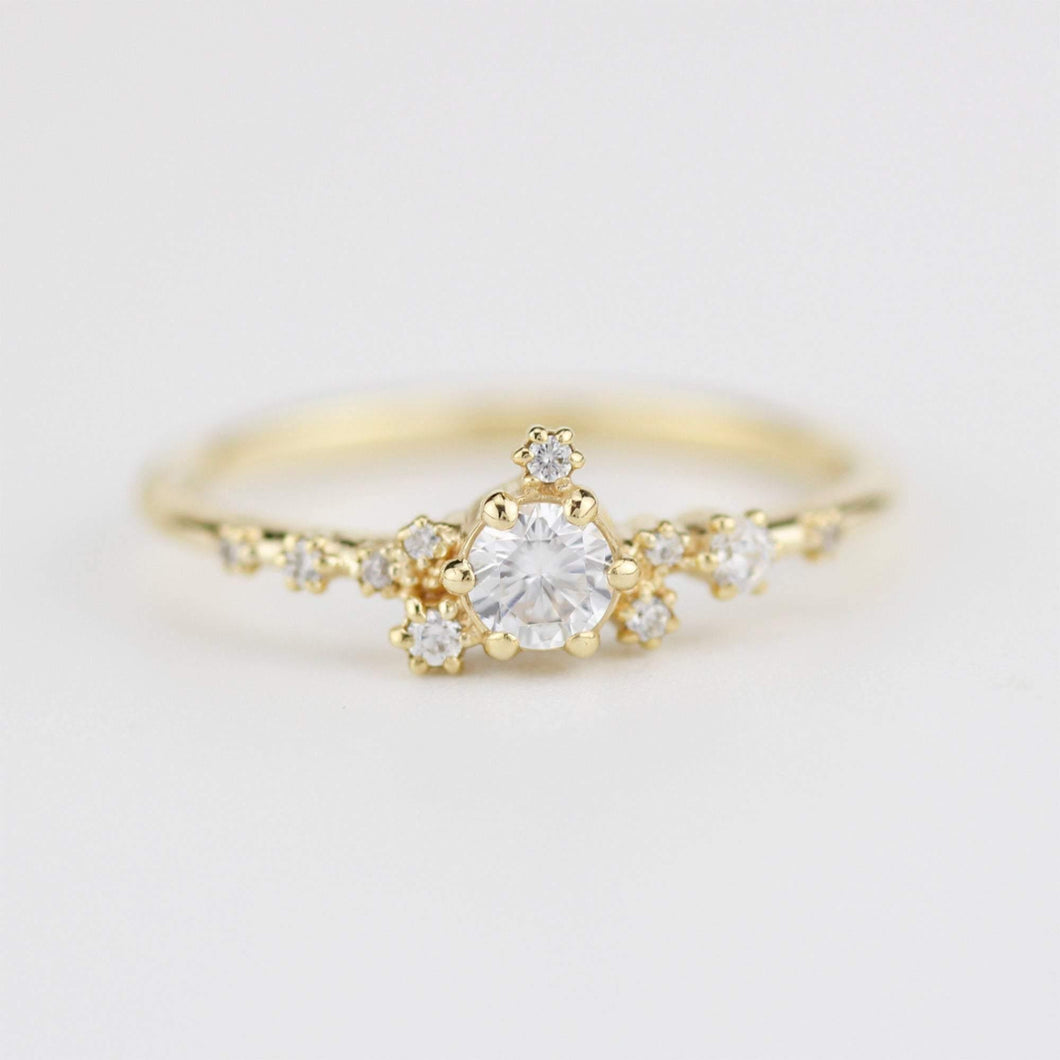 Unique engagement ring, engagement ring white diamond, delicate engagement ring | R328WD - NOOI JEWELRY