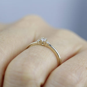 Three stones engagement ring, diamond ring | R329WD - NOOI JEWELRY