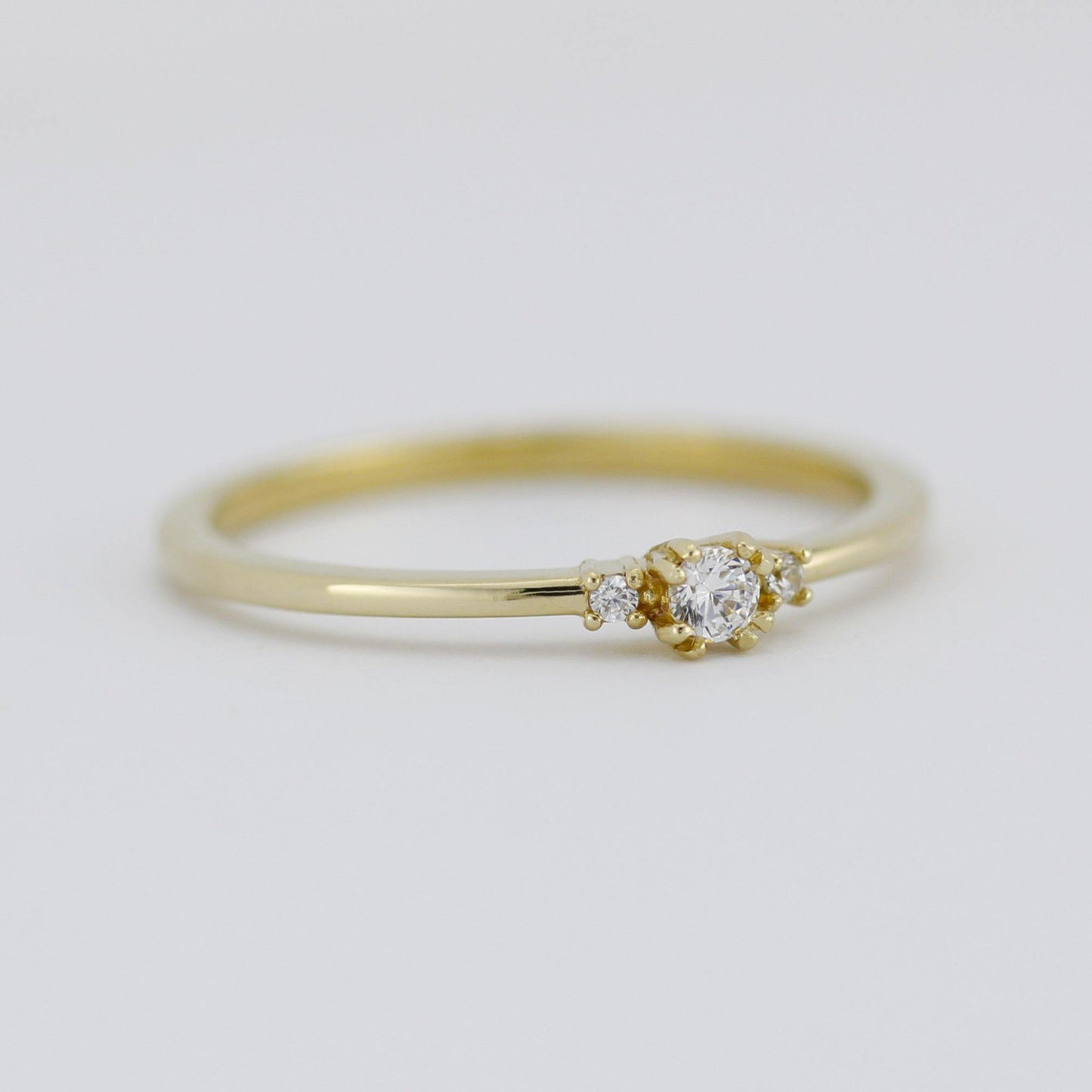 Three stones engagement ring, diamond ring | R329WD - NOOI JEWELRY