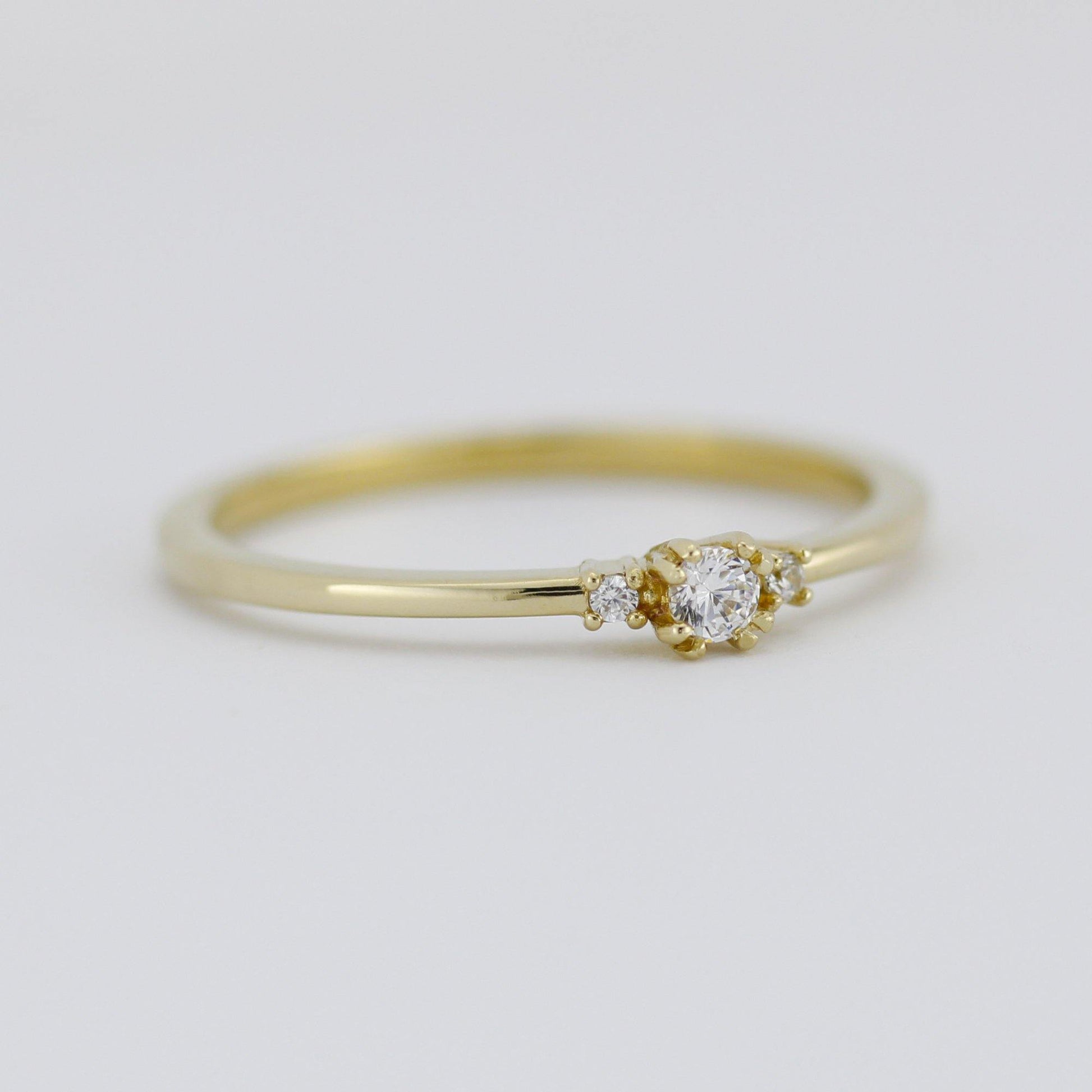 Three stones engagement ring, diamond ring | R329WD - NOOI JEWELRY
