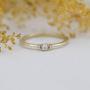 Three stones engagement ring, diamond ring | R329WD - NOOI JEWELRY