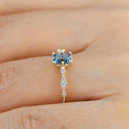 Unique engagement ring London blue topaz 6x4 | R326LBT - NOOI JEWELRY